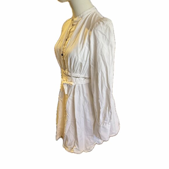 Yves Saint Laurent Ivory Cotton Dress F 42 Vintage with button skirt - Picture 3 of 14